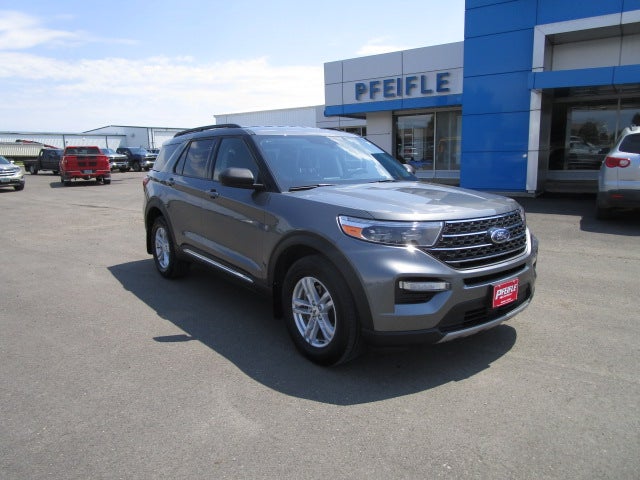 2023 Ford Explorer XLT in Gray — front three-quarter view