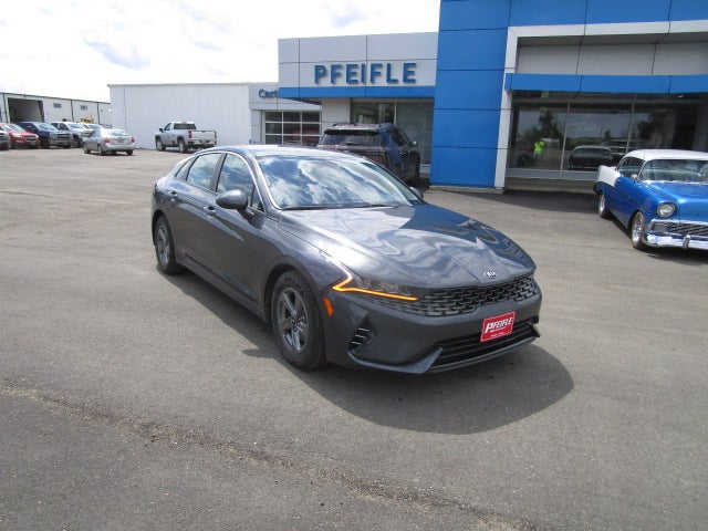 2021 Kia K5 LXS in Gray — front three-quarter view