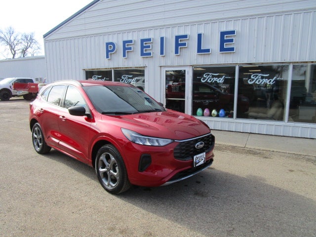 2023 Ford Escape ST-Line in Rapd Red — front three-quarter view